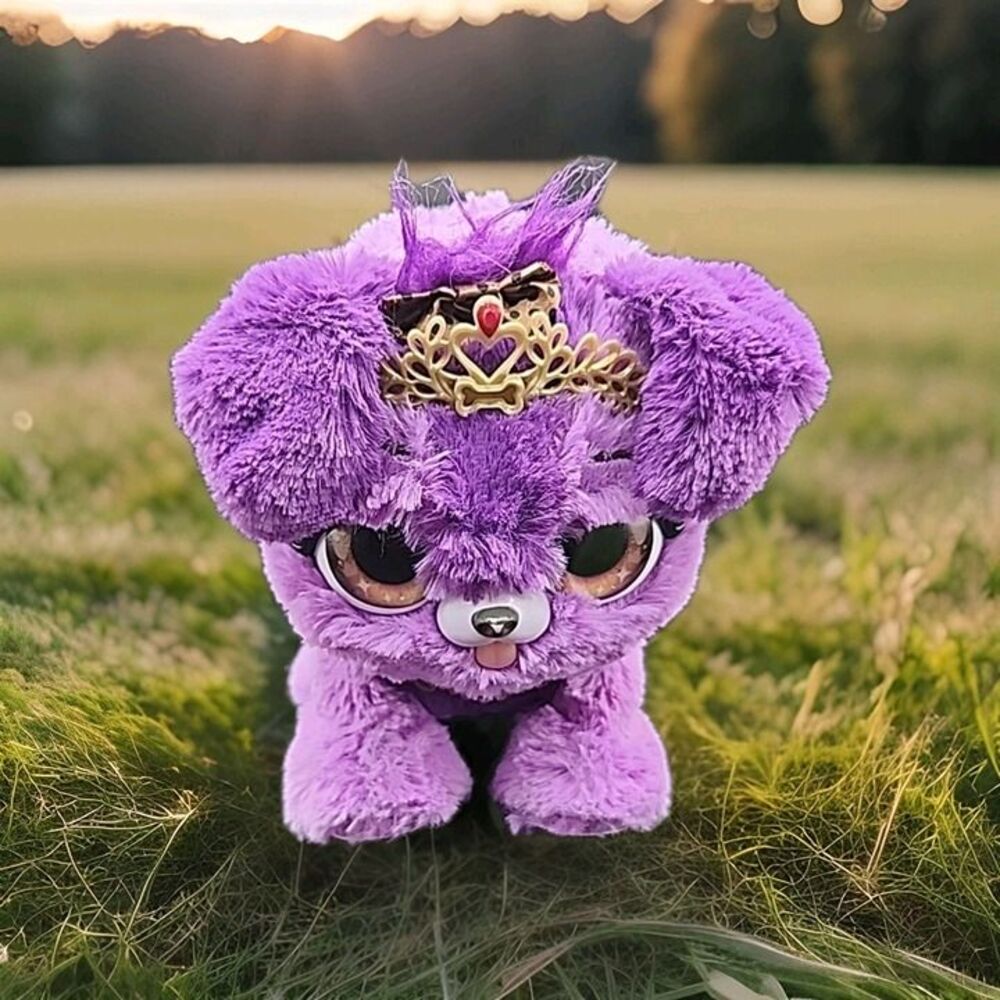 Present Pets Sparkle Princess Puppy Interactive Plush Toy Purple Works 2629